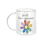 Fabulous Mug Verre Double Paroi - Soit Toi-même LGBTQ+ Gay Lesbien Pride Fleur - Tasse a Cafe et The Isotherme 330ml Effet Suspendu Anti-Brulure Imprime en France