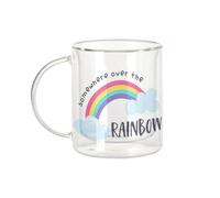 Fabulous Mug Verre Double Paroi - Somewhere Over the Rainbow Musique Chanson Arc en Ciel - Tasse a Cafe et The Isotherme 330ml Effet Suspendu Anti-Brulure Imprime en France