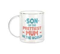 Fabulous Mug Verre Double Paroi - Son of the Prettiest Mum in the World Mother Family - Tasse a Cafe et Isotherme 330ml Effet Suspendu Anti-Brulure Imprime en France