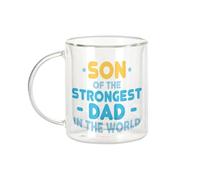 Fabulous Mug Verre Double Paroi - Son of the Strongest Dad in the World Father Family - Tasse a Cafe et Isotherme 330ml Effet Suspendu Anti-Brulure Imprime en France