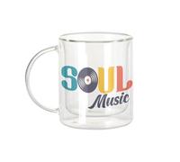 Fabulous Mug Verre Double Paroi - Soul Music Musique Vinyle Vintage 70's - Tasse a Cafe et The Isotherme 330ml Effet Suspendu Anti-Brulure Imprime en France