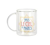 Fabulous Mug Verre Double Paroi - Sous le ciel de Paris France Luxe Vintage - Tasse a Cafe et The Isotherme 330ml Effet Suspendu Anti-Brulure Imprime en France