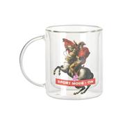 Fabulous Mug Verre Double Paroi - Sport Mode ON Collage Vintage Illustration Art Humour Napoleon Meme - Tasse a Cafe et The Isotherme 330ml Effet Suspendu Anti-Brulure Imprime en France