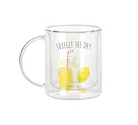 Fabulous Mug Verre Double Paroi - Squeeze The Day Limonade Eté Vacances Plage - Tasse a Cafe et The Isotherme 330ml Effet Suspendu Anti-Brulure Imprime en France