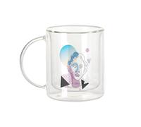 Fabulous Mug Verre Double Paroi - Statue Line Art Minimaliste Moderne Abstrait Numérique Illustration - Tasse a Cafe et The Isotherme 330ml Effet Suspendu Anti-Brulure Imprime en France