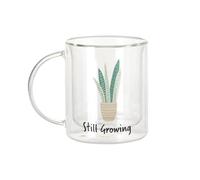 Fabulous Mug Verre Double Paroi - Still Growing Plants Pot Gardening - Tasse a Cafe et The Isotherme 330ml Effet Suspendu Anti-Brulure Imprime en France
