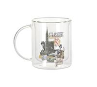 Fabulous Mug Verre Double Paroi - Strasbourg Collage Ville France Histoire Patrimoine - Tasse a Cafe et The Isotherme 330ml Effet Suspendu Anti-Brulure Imprime en France