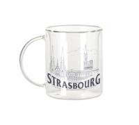 Fabulous Mug Verre Double Paroi - Strasbourg Minimalist Ville France Histoire Patrimoine - Tasse a Cafe et The Isotherme 330ml Effet Suspendu Anti-Brulure Imprime en France