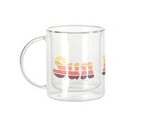Fabulous Mug Verre Double Paroi - Sun Lover Soleil Ciel Eté Plage - Tasse a Cafe et The Isotherme 330ml Effet Suspendu Anti-Brulure Imprime en France