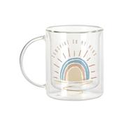 Fabulous Mug Verre Double Paroi - Sunshine on My Mind Soleil Vacances Eté Minimaliste - Tasse a Cafe et The Isotherme 330ml Effet Suspendu Anti-Brulure Imprime en France
