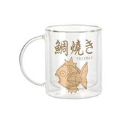 Fabulous Mug Verre Double Paroi - Taiyaki Glace Dessert Japon Asie Culture - Tasse a Cafe et The Isotherme 330ml Effet Suspendu Anti-Brulure Imprime en France