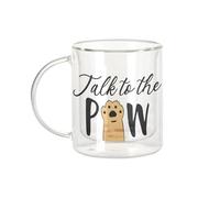 Fabulous Mug Verre Double Paroi - Talk to the Paw Cat Dog Pets - Tasse a Cafe et The Isotherme 330ml Effet Suspendu Anti-Brulure Imprime en France