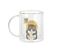 Fabulous Mug Verre Double Paroi - Tanuki Raton-laveur Japon Asie Culture Illustration Kawai - Tasse a Cafe et The Isotherme 330ml Effet Suspendu Anti-Brulure Imprime en France