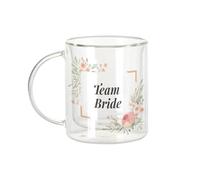 Fabulous Mug Verre Double Paroi - Team Bride Wedding Bride Floral Frame - Tasse a Cafe et The Isotherme 330ml Effet Suspendu Anti-Brulure Imprime en France