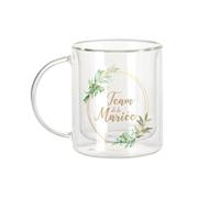 Fabulous Mug Verre Double Paroi - Team de la Mariée Mariage Noces Cercle Fleurs - Tasse a Cafe et The Isotherme 330ml Effet Suspendu Anti-Brulure Imprime en France