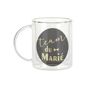 Fabulous Mug Verre Double Paroi - Team du Marié Chic Mariage Marié Gentleman Art Déco - Tasse a Cafe et The Isotherme 330ml Effet Suspendu Anti-Brulure Imprime en France