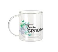 Fabulous Mug Verre Double Paroi - Team Groom Wedding Bride Blue Flowers - Tasse a Cafe et The Isotherme 330ml Effet Suspendu Anti-Brulure Imprime en France