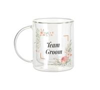 Fabulous Mug Verre Double Paroi - Team Groom Wedding Bride Floral Setting - Tasse a Cafe et The Isotherme 330ml Effet Suspendu Anti-Brulure Imprime en France