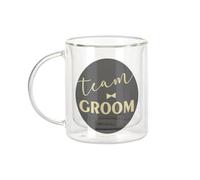 Fabulous Mug Verre Double Paroi - Team Groom Wedding Bride Gentleman Art Deco - Tasse a Cafe et The Isotherme 330ml Effet Suspendu Anti-Brulure Imprime en France