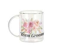 Fabulous Mug Verre Double Paroi - Team Groom Wedding Bride Watercolor Bouquet - Tasse a Cafe et The Isotherme 330ml Effet Suspendu Anti-Brulure Imprime en France