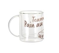 Fabulous Mug Verre Double Paroi - Team Pain au Chocolat Humour Blague Paris - Tasse a Cafe et The Isotherme 330ml Effet Suspendu Anti-Brulure Imprime en France