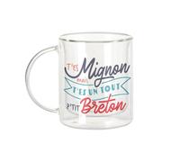 Fabulous Mug Verre Double Paroi - T'es Mignon mais t'es un tout p'tit Breton Film Tour Montparnasse - Tasse a Cafe et The Isotherme 330ml Effet Suspendu Anti-Brulure Imprime en France