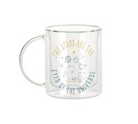 Fabulous Mug Verre Double Paroi - The Stars are the Eyes of Universe Night Sky - Tasse a Cafe et Isotherme 330ml Effet Suspendu Anti-Brulure Imprime en France