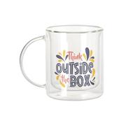 Fabulous Mug Verre Double Paroi - Think Outside The Box Typographie Message Citation Start up - Tasse a Cafe et The Isotherme 330ml Effet Suspendu Anti-Brulure Imprime en France