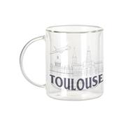 Fabulous Mug Verre Double Paroi - Toulouse Minimalist Ville France Symbole Capitole - Tasse a Cafe et The Isotherme 330ml Effet Suspendu Anti-Brulure Imprime en France