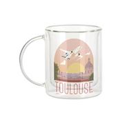 Fabulous Mug Verre Double Paroi - Toulouse Paysage Avion Ville France Voyage - Tasse a Cafe et The Isotherme 330ml Effet Suspendu Anti-Brulure Imprime en France