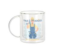 Fabulous Mug Verre Double Paroi - True Heroes - Builder Handyman Heroes Tasse a Cafe et The Isotherme 330ml Effet Suspendu Anti-Brulure Imprime en France