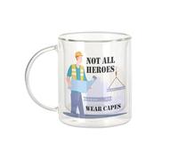 Fabulous Mug Verre Double Paroi - True Heroes - Engineer Building Job Tasse a Cafe et The Isotherme 330ml Effet Suspendu Anti-Brulure Imprime en France