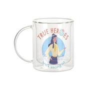 Fabulous Mug Verre Double Paroi - True Heroes - Flight Attendant Plane Job Tasse a Cafe et The Isotherme 330ml Effet Suspendu Anti-Brulure Imprime en France