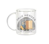 Fabulous Mug Verre Double Paroi - True Heroes - Forklift operator Job Hero Tasse a Cafe et The Isotherme 330ml Effet Suspendu Anti-Brulure Imprime en France