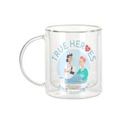 Fabulous Mug Verre Double Paroi - True Heroes - Nurse Caregiver Job Tasse a Cafe et The Isotherme 330ml Effet Suspendu Anti-Brulure Imprime en France