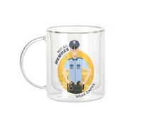 Fabulous Mug Verre Double Paroi - True Heroes - Policeman Job Tasse a Cafe et The Isotherme 330ml Effet Suspendu Anti-Brulure Imprime en France