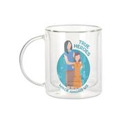 Fabulous Mug Verre Double Paroi - True Heroes - Social Worker Job Tasse a Cafe et The Isotherme 330ml Effet Suspendu Anti-Brulure Imprime en France