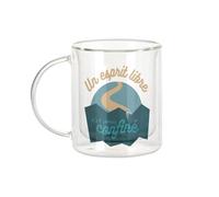 Fabulous Mug Verre Double Paroi - Un Esprit Libre n'est Jamais Confiné Aventure - Tasse a Cafe et The Isotherme 330ml Effet Suspendu Anti-Brulure Imprime en France