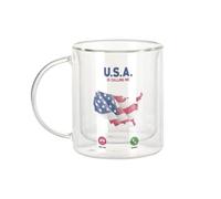 Fabulous Mug Verre Double Paroi - USA Is Calling Me Flag Travel New York - Tasse a Cafe et The Isotherme 330ml Effet Suspendu Anti-Brulure Imprime en France