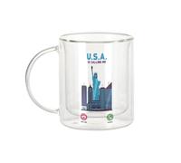 Fabulous Mug Verre Double Paroi - USA Is Calling Me New York Architecture Travel - Tasse a Cafe et The Isotherme 330ml Effet Suspendu Anti-Brulure Imprime en France
