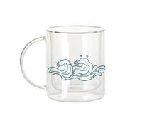 Fabulous Mug Verre Double Paroi - Vagues Mer Océan Eau Surf Passion - Tasse a Cafe et The Isotherme 330ml Effet Suspendu Anti-Brulure Imprime en France