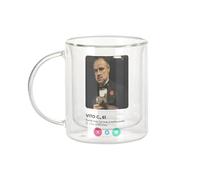 Fabulous Mug Verre Double Paroi - Vito Corleone Parrain Mafia Réseau Social Rencontre Amour - Tasse a Cafe et The Isotherme 330ml Effet Suspendu Anti-Brulure Imprime en France