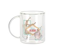Fabulous Mug Verre Double Paroi - Viva Las Degas Las Vegas Peinture Jeu de Mot Danse Art - Tasse a Cafe et The Isotherme 330ml Effet Suspendu Anti-Brulure Imprime en France