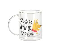 Fabulous Mug Verre Double Paroi - Vivre Aimer Aboyer Chien Animaux de Compagnie - Tasse a Cafe et The Isotherme 330ml Effet Suspendu Anti-Brulure Imprime en France