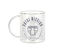 Fabulous Mug Verre Double Paroi - Votre Mission Changer les Couches Parodie Film Humour - Tasse a Cafe et The Isotherme 330ml Effet Suspendu Anti-Brulure Imprime en France