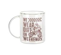 Fabulous Mug Verre Double Paroi - We Wear Dirt on Weekends Motorcycle Motocross Dirt Bike - Tasse a Cafe et The Isotherme 330ml Effet Suspendu Anti-Brulure Imprime en France