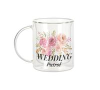 Fabulous Mug Verre Double Paroi - Wedding Patrol Wedding Bride Watercolor Bouquet - Tasse a Cafe et The Isotherme 330ml Effet Suspendu Anti-Brulure Imprime en France