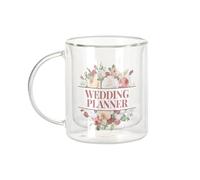 Fabulous Mug Verre Double Paroi - Wedding Planner Mariage Mariée Bouquet Fleurs - Tasse a Cafe et The Isotherme 330ml Effet Suspendu Anti-Brulure Imprime en France