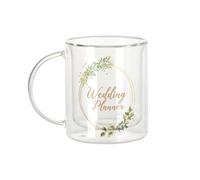 Fabulous Mug Verre Double Paroi - Wedding Planner Mariage Mariée Cercle Fleurs - Tasse a Cafe et The Isotherme 330ml Effet Suspendu Anti-Brulure Imprime en France