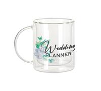 Fabulous Mug Verre Double Paroi - Wedding Planner Wedding Blue Flowers - Tasse a Cafe et The Isotherme 330ml Effet Suspendu Anti-Brulure Imprime en France